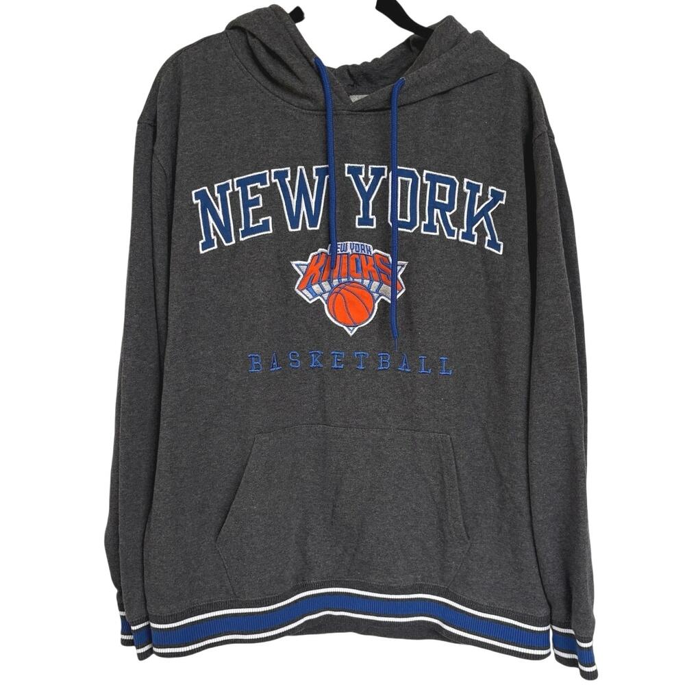 Vintage NBA New York Knicks NY Gray Hoodie Logo Sweatshirt Basketball Mens XL